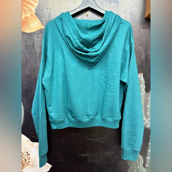 HANES crop top Teal Hoodie for Women - Picture 11 of 14